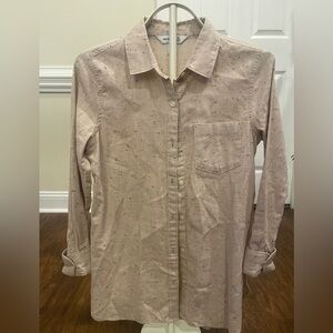 Old Navy The Tunic Shirt Speckled Tan Long Sleeve Button Down - Size Small